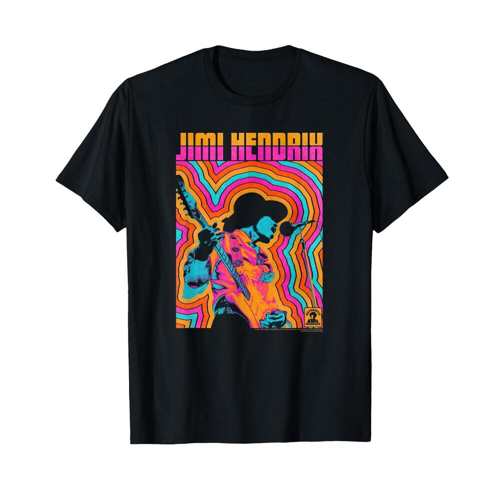 Jimi Hendrix Colorful Retro Vibe Lines T-Shirt